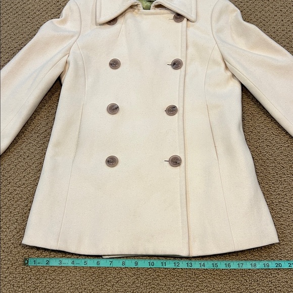 Vintage J. Crew Pea Coat size Small Cream Wool Blend Preppy Classic - Picture 16 of 17